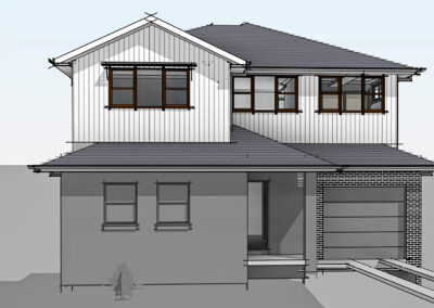 Architectural design for first floor addition in Ermington, featuring three bedrooms and luxury bathroom.